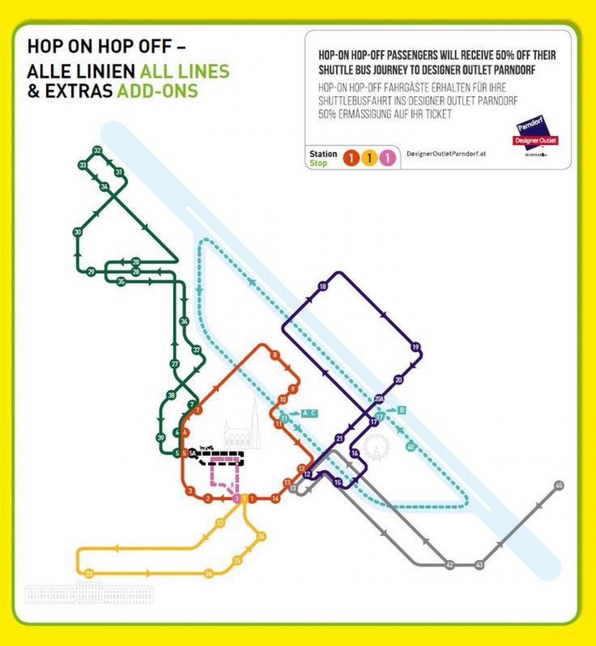 Viena hop on hop off paseo de autobuses mapa