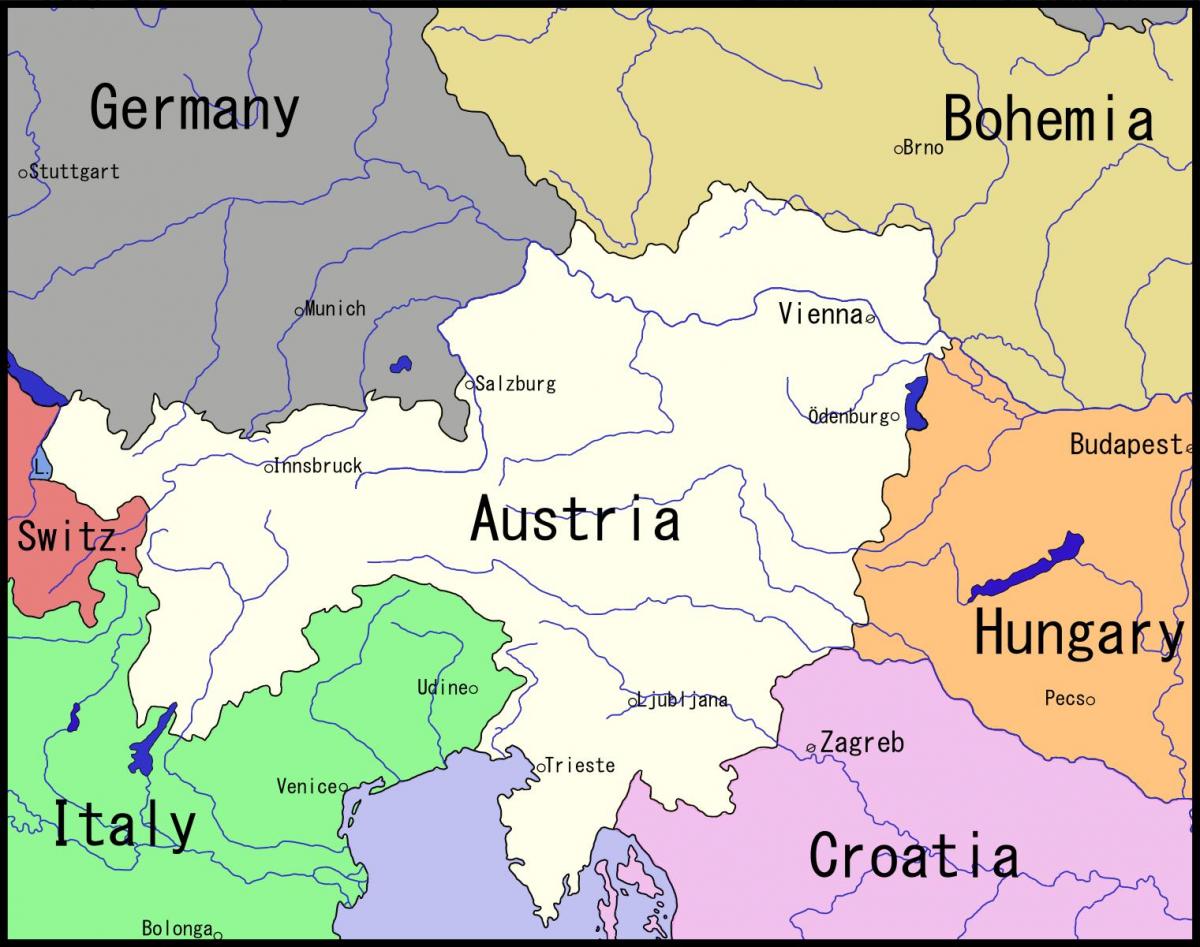 mapa de Viena e área circundante