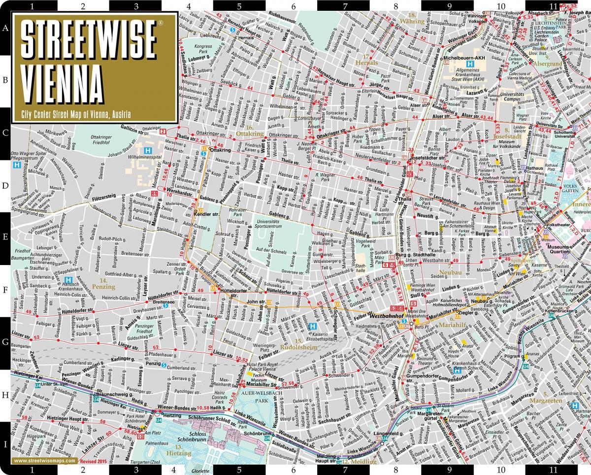 rúa da cidade mapa de Viena, Austria