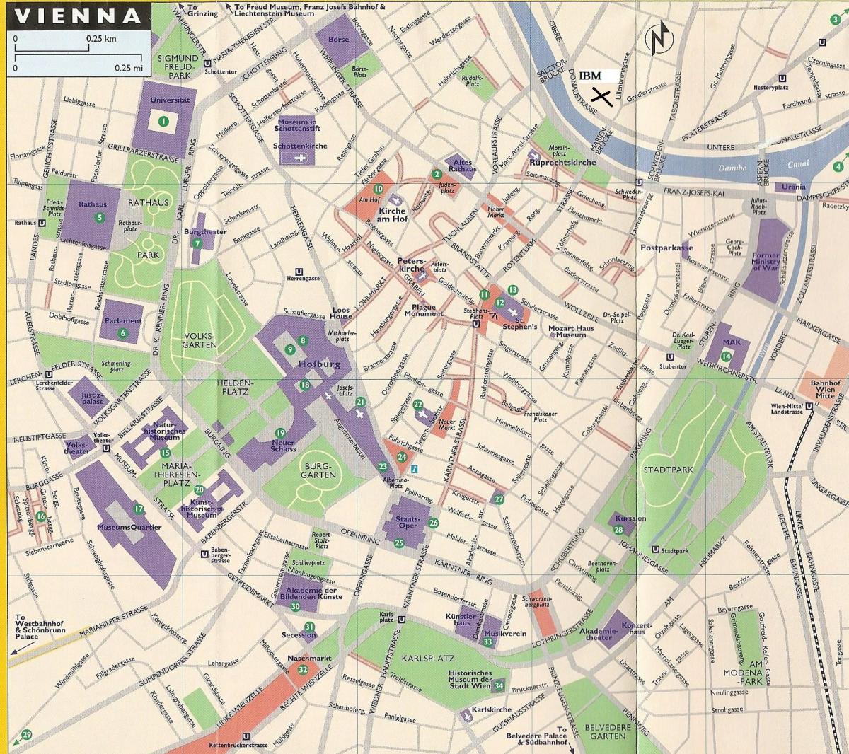 Mapa de tendas de departamento, en Viena 