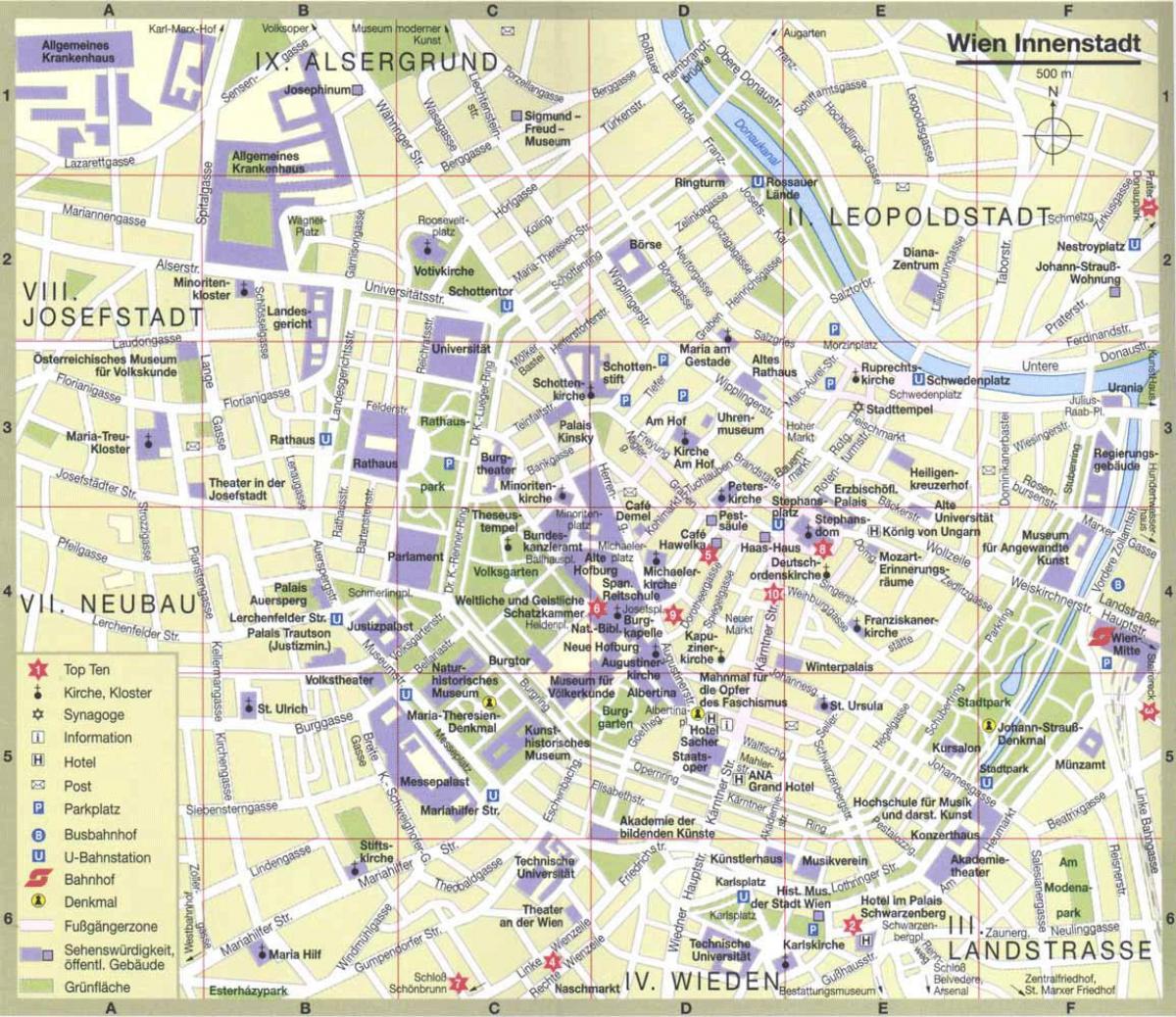 Viena cidade mapa turístico