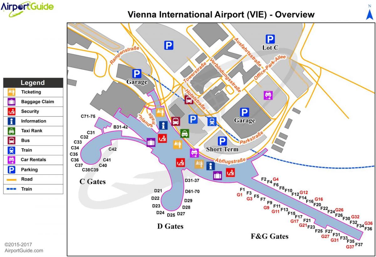 Mapa de Viena aeroporto de destino