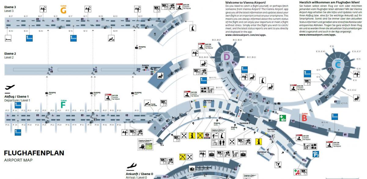 Viena, Austria aeroporto mapa