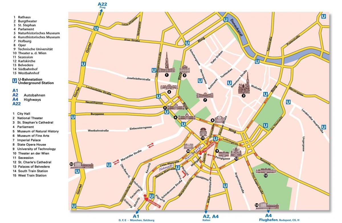 Mapa de Viena anel estrada 