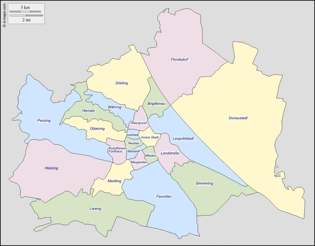 Viena área mapa