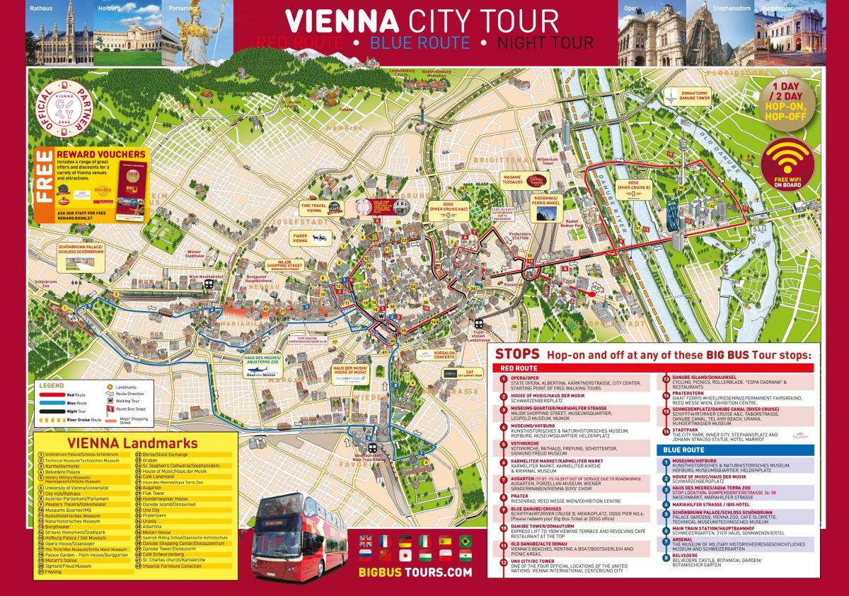 Viena grande autobús de turismo mapa