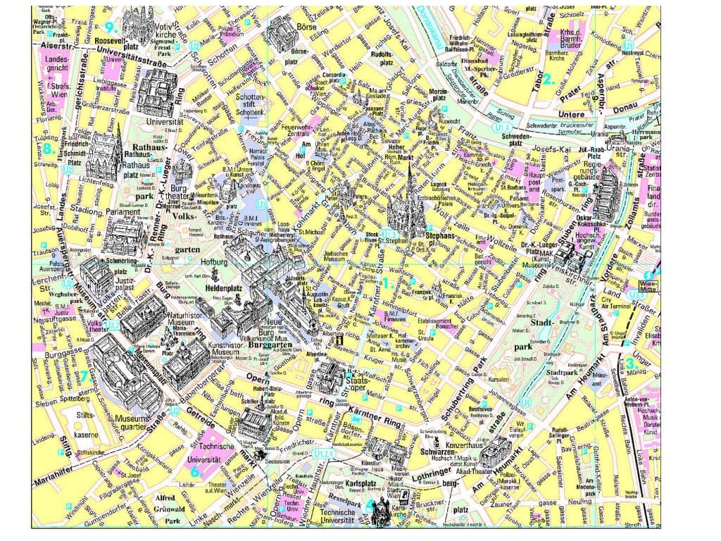 Viena atraccións mapa
