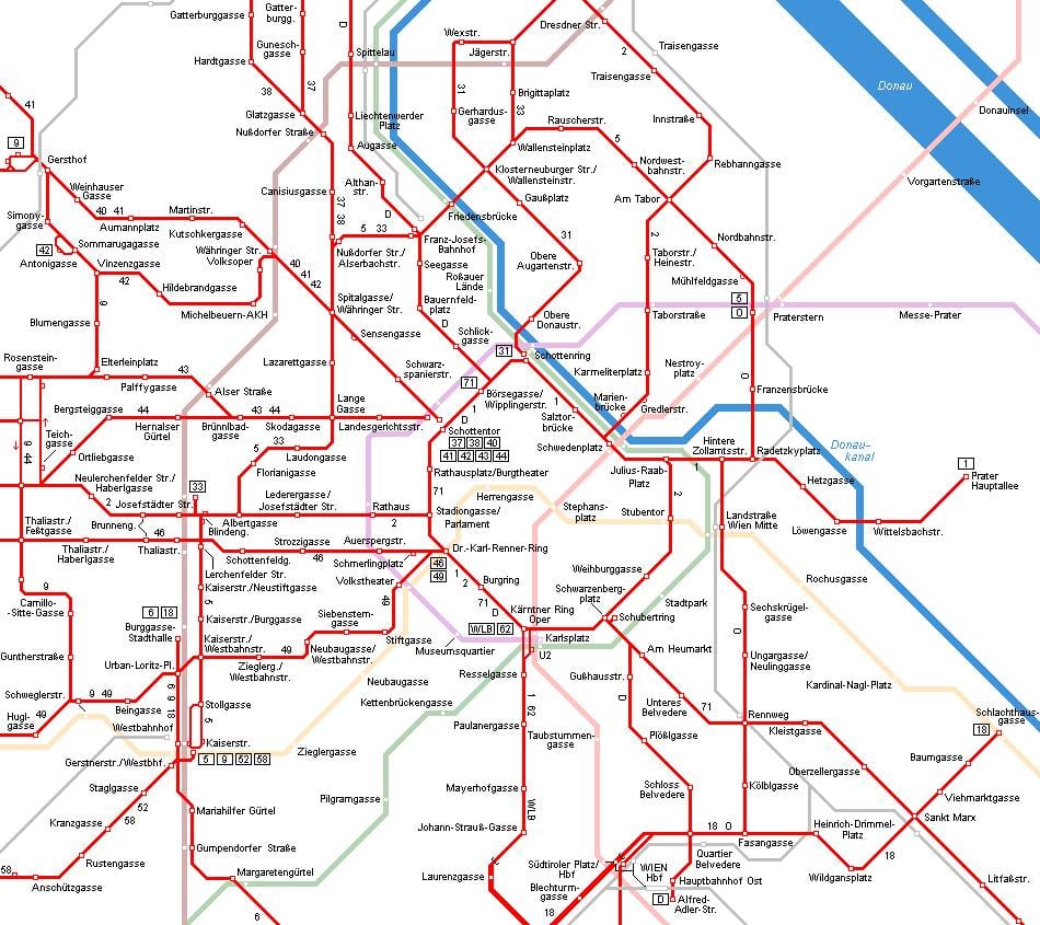 Viena, tren mapa