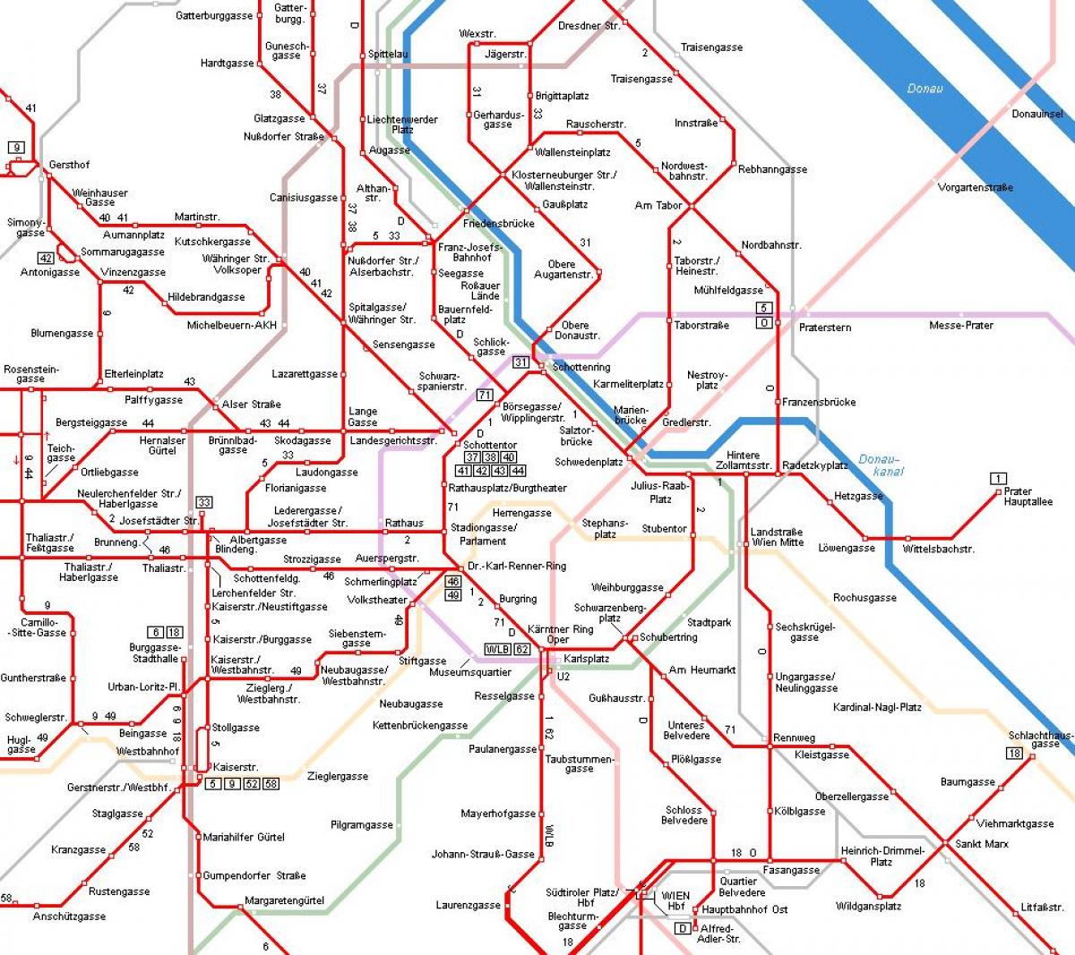 Viena, Austria tranvía mapa