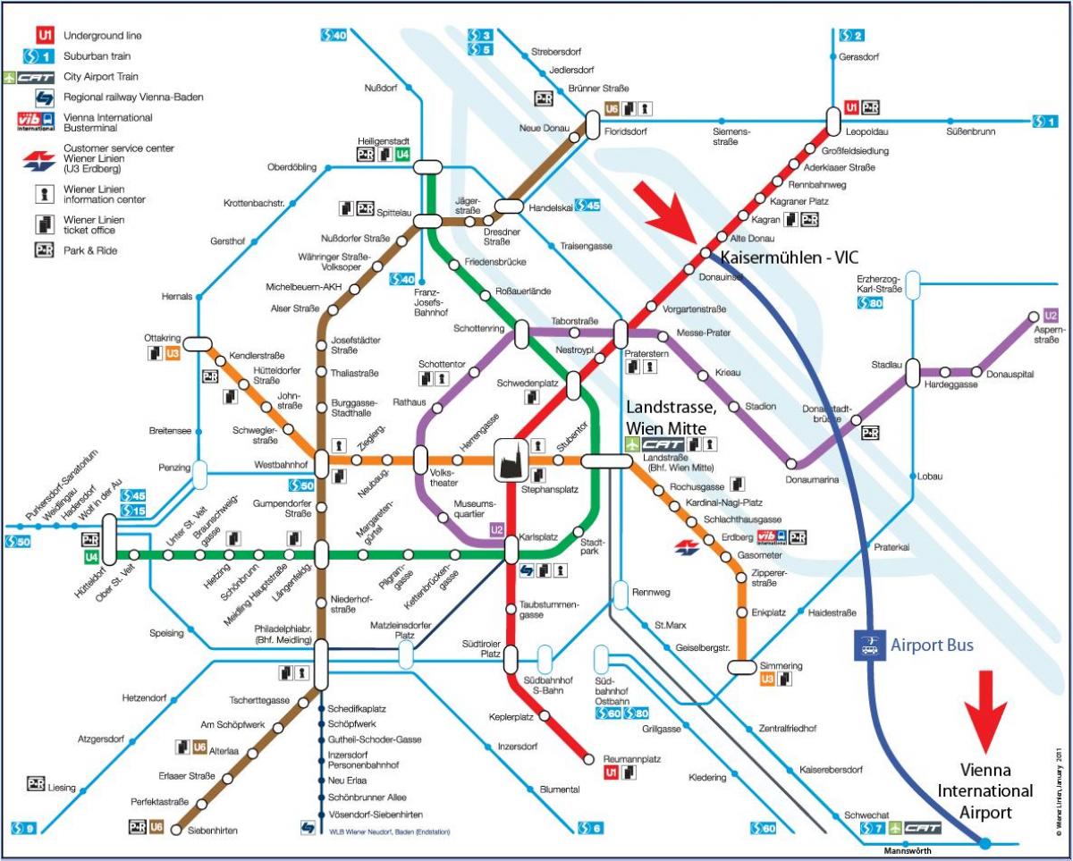 Mapa de Wien mitte estación