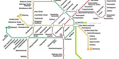 Viena aeroporto, estación de tren mapa