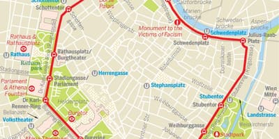 Viena anel ruta de tranvía mapa