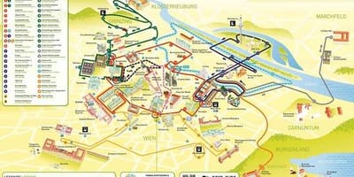 Mapa de Viena de turismo de autobuses